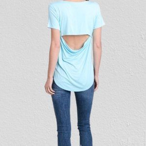 Wasabi & Mint Turquoise Back Cut Out Shirt  4263 NWT Boutique